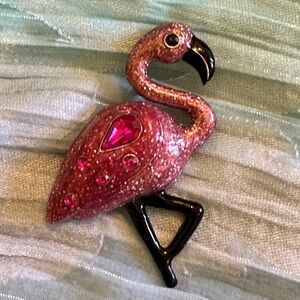 Pink Sparkly Flamingo Brooch
